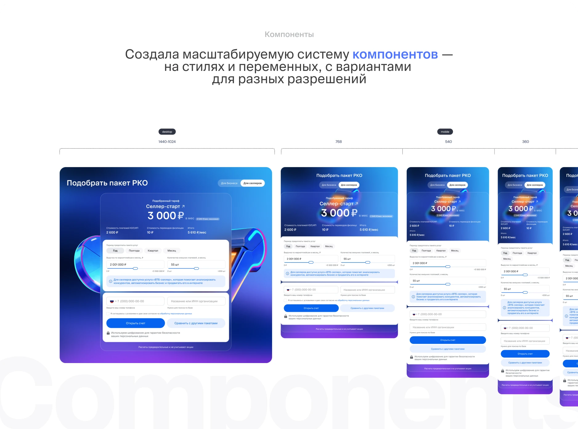 Адаптивные варианты компонента для разных разрешений